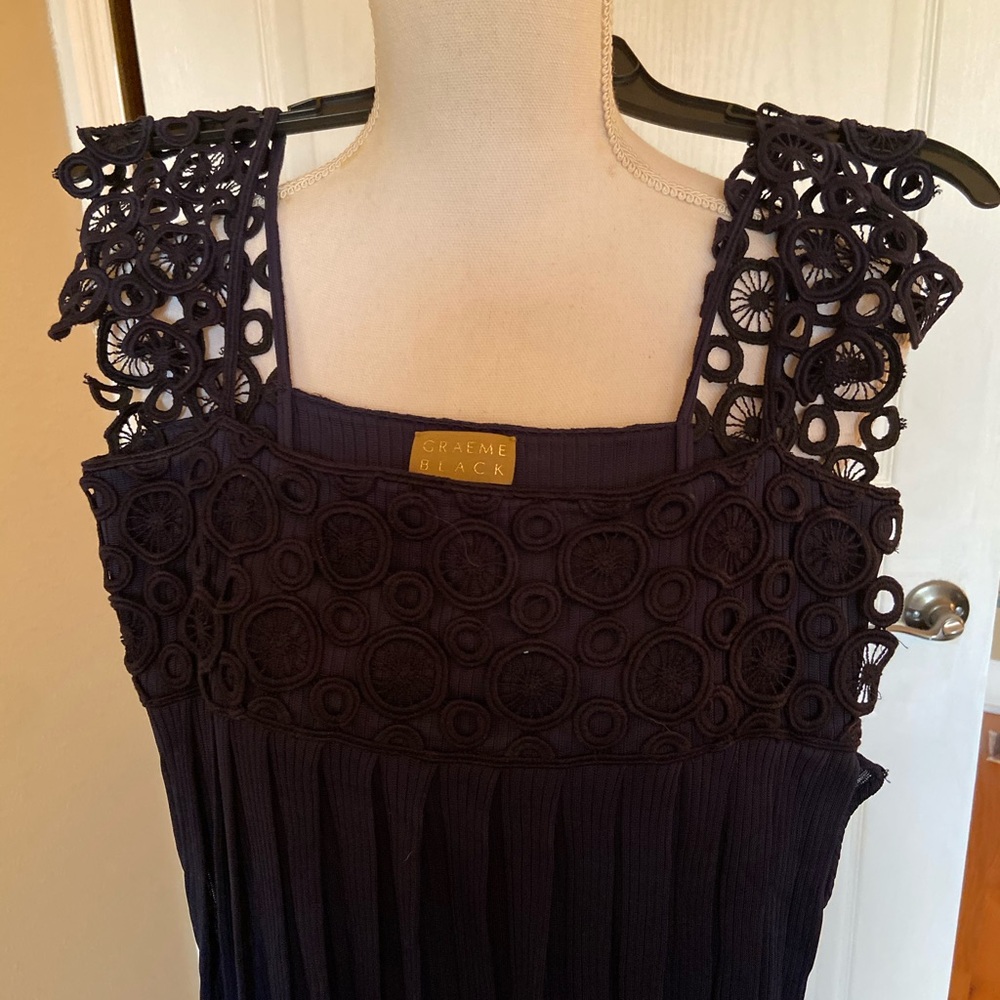 Graeme Black lace blue sleeveless dress Italy 40sz
